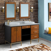 Bellaterra Home 400900-61D-WB-GYRD Imola 61" vanity, Walnut and Black, gray granite top, installed in a bathroom