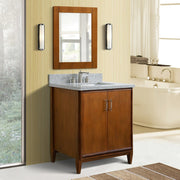 Bellaterra Home 400901-31-WA-GYR MCM 31" vanity, Walnut, gray granite top, installed in a bathroom
