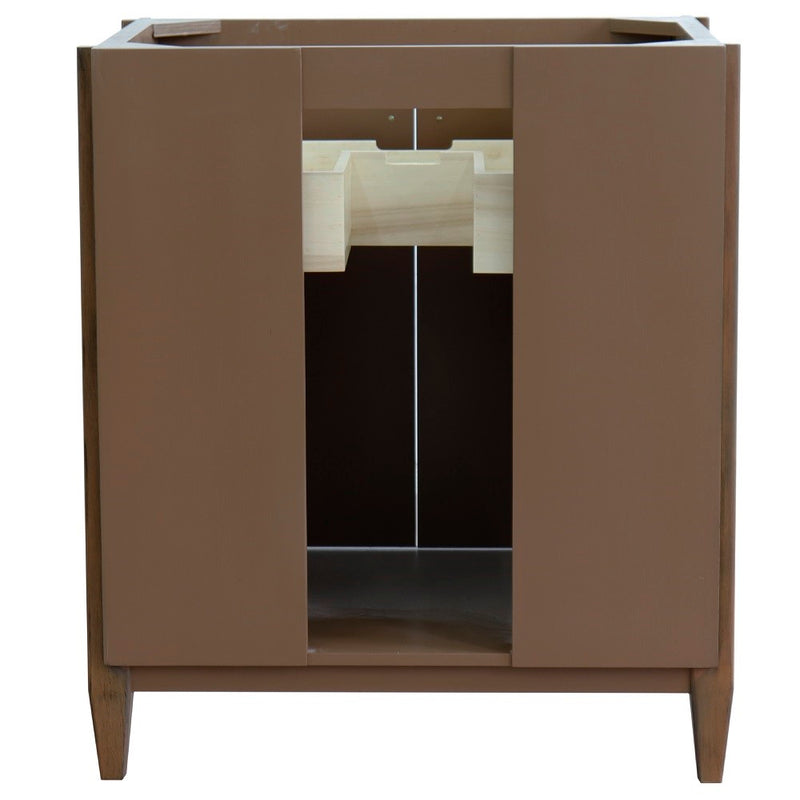 Bellaterra Home 400901-31-WA-GYR MCM 31" vanity, Walnut, gray granite top, rear view