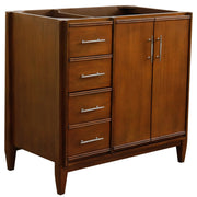 Bellaterra Home 400901-36R-WA MCM 36" vanity cabinet, Walnut, angled view on a white background