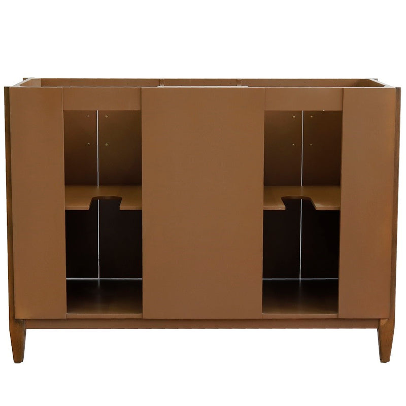 Bellaterra Home 400901-49D-WA-GYR MCM 49" vanity, Walnut, gray granite top, rear view