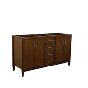 Bellaterra Home 400901-60D-WA MCM 60" vanity cabinet, Walnut, front view on a white background