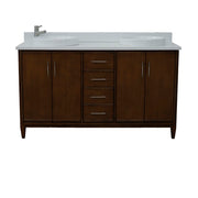 Bellaterra Home 400901-61D-WA-WERD MCM 61" vanity, Walnut, white engineered stone top, front low