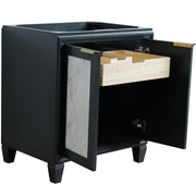 Bellaterra Home 400990-30-DG Trento 30" vanity cabinet, Dark Gray, angled view with doors open showing the shelf