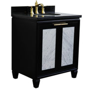 Bellaterra Home 400990-31-BL-BGO Trento 31" vanity, Black, Black Galaxy granite top, angled view with doors closed