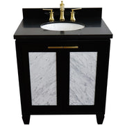 Bellaterra Home 400990-31-BL-BGO Trento 31" vanity, Black, Black Galaxy granite top, front elevated