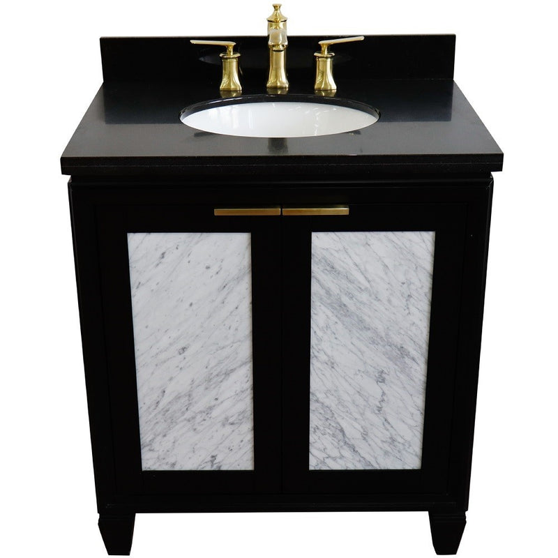 Bellaterra Home 400990-31-BL-BGO Trento 31" vanity, Black, Black Galaxy granite top, front elevated