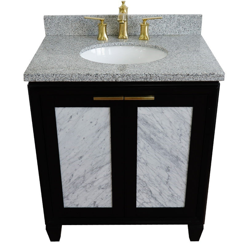 Bellaterra Home 400990-31-BL-GYO Trento 31" vanity, Black, gray granite top, front elevated