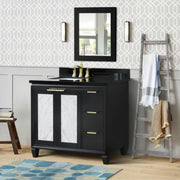 Bellaterra Home 400990-43L-BL-BGRL Trento 43" vanity, Black, Black Galaxy granite top, installed in a bathroom