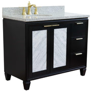 Bellaterra Home 400990-43L-BL-GYOL Trento 43" vanity, Black, gray granite top, angled view with doors closed