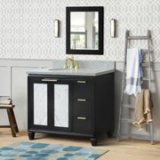 Bellaterra Home 400990-43L-BL-GYOL Trento 43" vanity, Black, gray granite top, installed in a bathroom