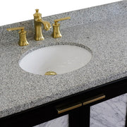 Bellaterra Home 400990-43L-BL-GYOL Trento 43" vanity, Black, gray granite top, countertop and sink close-up