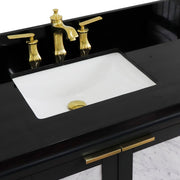 Bellaterra Home 400990-43L-DG-BGRL Trento 43" vanity, Dark Gray, Black Galaxy granite top, countertop and sink close-up
