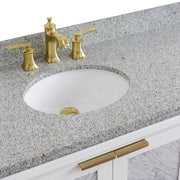 Bellaterra Home 400990-43L-WH-GYOL Trento 43" vanity, White, gray granite top, countertop and sink close-up