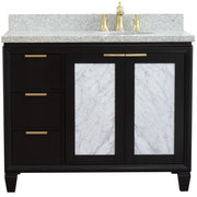 Bellaterra Home 400990-43R-BL-GYOR Trento 43" vanity, Black, gray granite top, front view on a white background