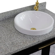 Bellaterra Home 400990-43R-BL-GYRDR Trento 43" vanity, Black, gray granite top, countertop and sink close-up
