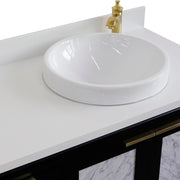 Bellaterra Home 400990-43R-BL-WERDR Trento 43" vanity, Black, white engineered stone top, countertop and sink close-up