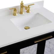 Bellaterra Home 400990-43R-BL-WERR Trento 43" vanity, Black, white engineered stone top, countertop and sink close-up