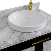 Bellaterra Home 400990-43R-BL-WMRDR Trento 43" vanity, Black, White Carrara marble top, countertop and sink close-up