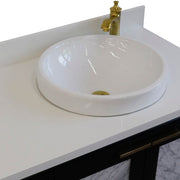 Bellaterra Home 400990-43R-DG-WERDR Trento 43" vanity, Dark Gray, white engineered stone top, countertop and sink close-up