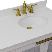 Bellaterra Home 400990-43R-WH-WEOR Trento 43" vanity, White, white engineered stone top, countertop and sink close-up