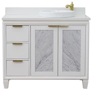 Bellaterra Home 400990-43R-WH-WERDR Trento 43" vanity, White, white engineered stone top, front view on a white background