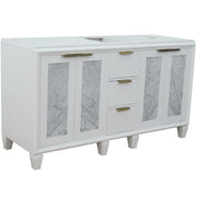 Bellaterra Home 400990-60D-WH Trento 60" vanity cabinet, White, angled view with doors closed