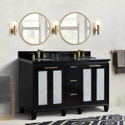 Bellaterra Home 400990-61D-BL-BGO Trento 61" vanity, Black, Black Galaxy granite top, installed in a bathroom