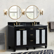 Bellaterra Home 400990-61D-BL-BGR Trento 61" vanity, Black, Black Galaxy granite top, installed in a bathroom