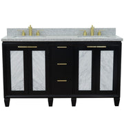 Bellaterra Home 400990-61D-BL-GYR Trento 61" vanity, Black, gray granite top, front view on a white background