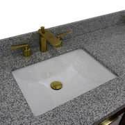 Bellaterra Home 400990-61D-BL-GYR Trento 61" vanity, Black, gray granite top, countertop and sink close-up