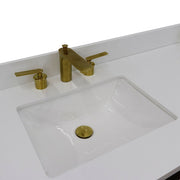 Bellaterra Home 400990-61D-BL-WER Trento 61" vanity, Black, white engineered stone top, countertop and sink close-up