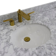 Bellaterra Home 400990-61D-BL-WMO Trento 61" vanity, Black, White Carrara marble top, countertop and sink close-up