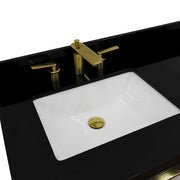 Bellaterra Home 400990-61D-DG-BGR Trento 61" vanity, Dark Gray, Black Galaxy granite top, countertop and sink close-up