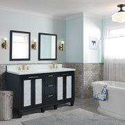 Bellaterra Home 400990-61D-DG-WEO Trento 61" vanity, Dark Gray, white engineered stone top, installed in a bathroom