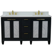 Bellaterra Home 400990-61D-DG-WER Trento 61" vanity, Dark Gray, white engineered stone top, front view on a white background
