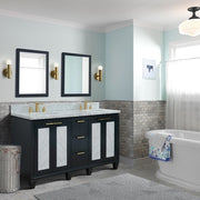 Bellaterra Home 400990-61D-DG-WMO Trento 61" vanity, Dark Gray, White Carrara marble top, installed in a bathroom