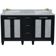 Bellaterra Home 400990-61D-DG-WMRD Trento 61" vanity, Dark Gray, White Carrara marble top, front view on a white background
