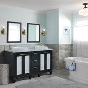 Bellaterra Home 400990-61D-DG-WMRD Trento 61" vanity, Dark Gray, White Carrara marble top, installed in a bathroom