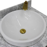 Bellaterra Home 400990-61D-DG-WMRD Trento 61" vanity, Dark Gray, White Carrara marble top, countertop and sink close-up
