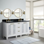 Bellaterra Home 400990-61D-WH-BGR Trento 61" vanity, White, Black Galaxy granite top, installed in a bathroom