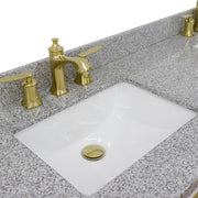 Bellaterra Home 400990-61D-WH-GYR Trento 61" vanity, White, gray granite top, countertop and sink close-up