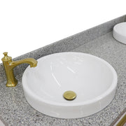 Bellaterra Home 400990-61D-WH-GYRD Trento 61" vanity, White, gray granite top, countertop and sink close-up