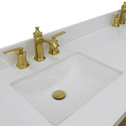 Bellaterra Home 400990-61D-WH-WER Trento 61" vanity, White, white engineered stone top, countertop and sink close-up