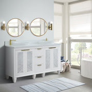 Bellaterra Home 400990-61D-WH-WERD Trento 61" vanity, White, white engineered stone top, installed in a bathroom