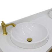 Bellaterra Home 400990-61D-WH-WERD Trento 61" vanity, White, white engineered stone top, countertop and sink close-up