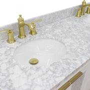 Bellaterra Home 400990-61D-WH-WMO Trento 61" vanity, White, White Carrara marble top, countertop and sink close-up