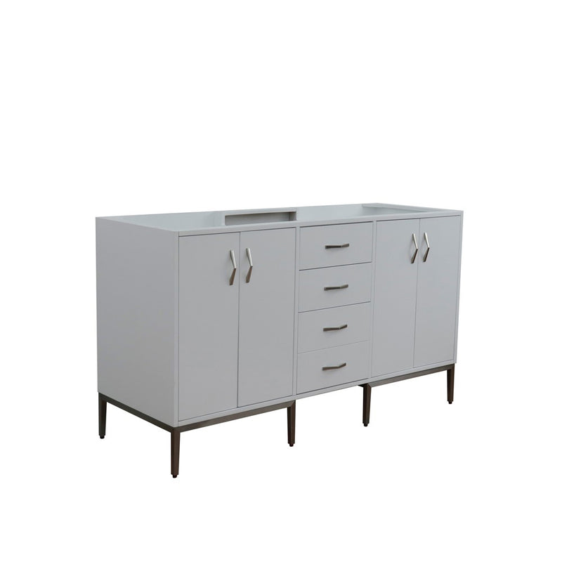 Bellaterra Home 408001-60D-WH Tivoli 60" vanity cabinet, White, angled view with doors closed