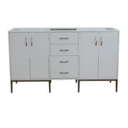 Bellaterra Home 408001-60D-WH Tivoli 60" vanity cabinet, White, front view on a white background