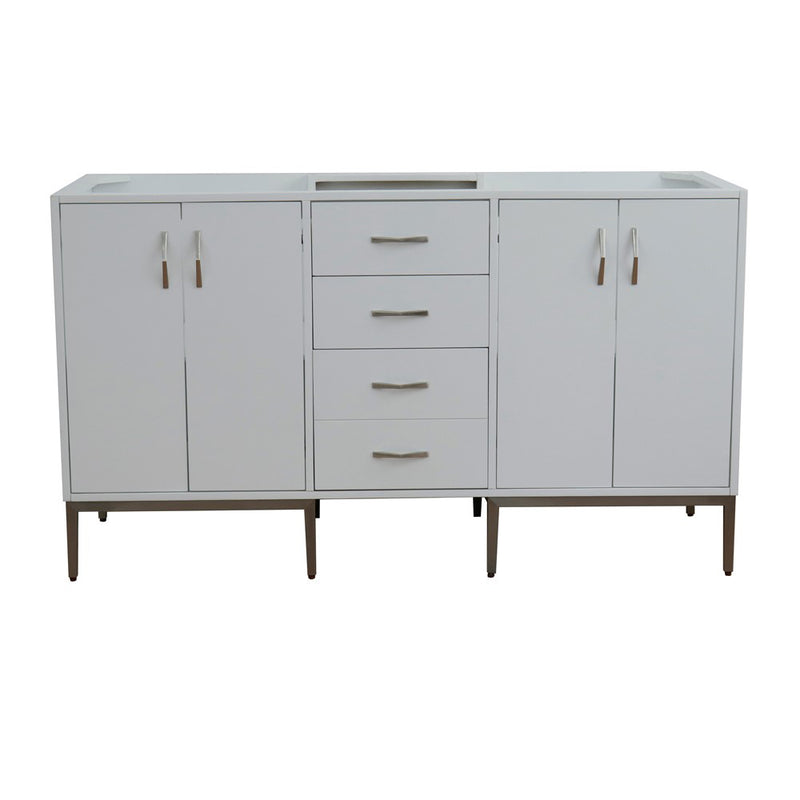 Bellaterra Home 408001-60D-WH Tivoli 60" vanity cabinet, White, front view on a white background
